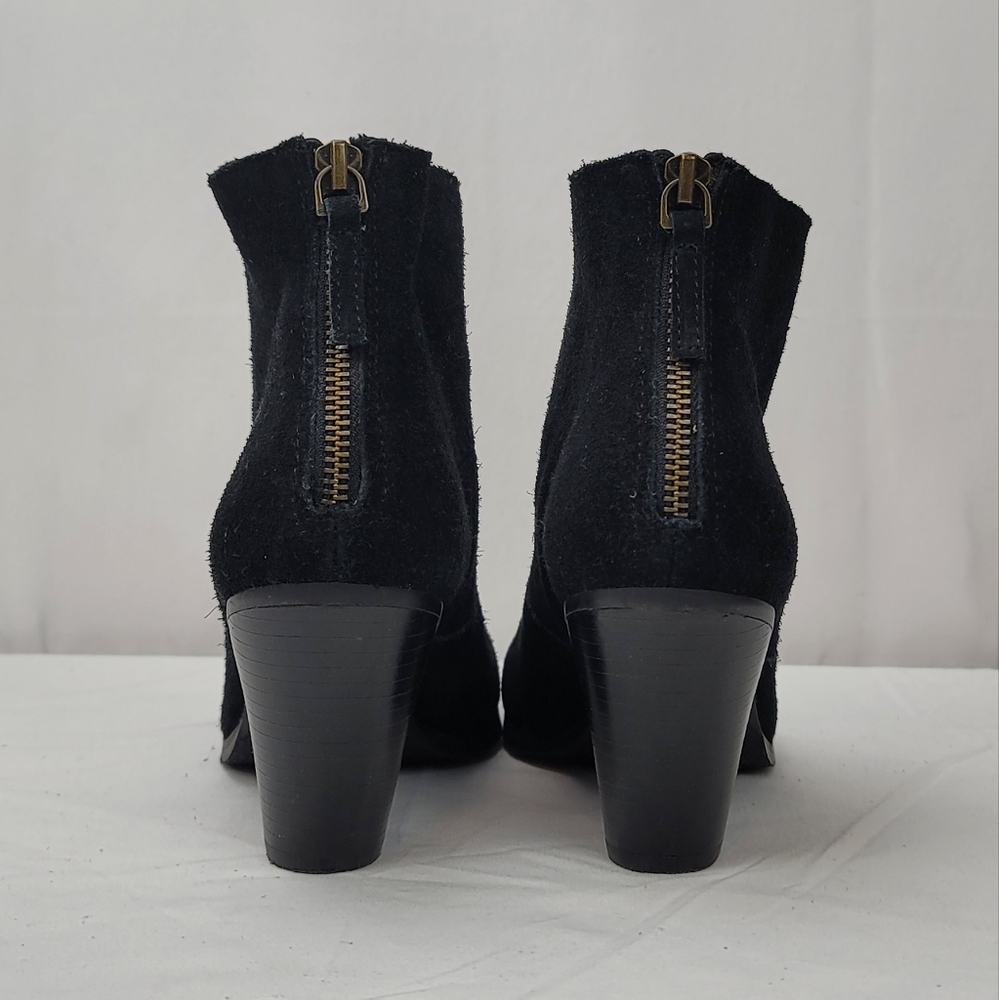 Tesori Black Suede Leather Block Heels Annkle Boots size 7.5 - Picture 3 of 7